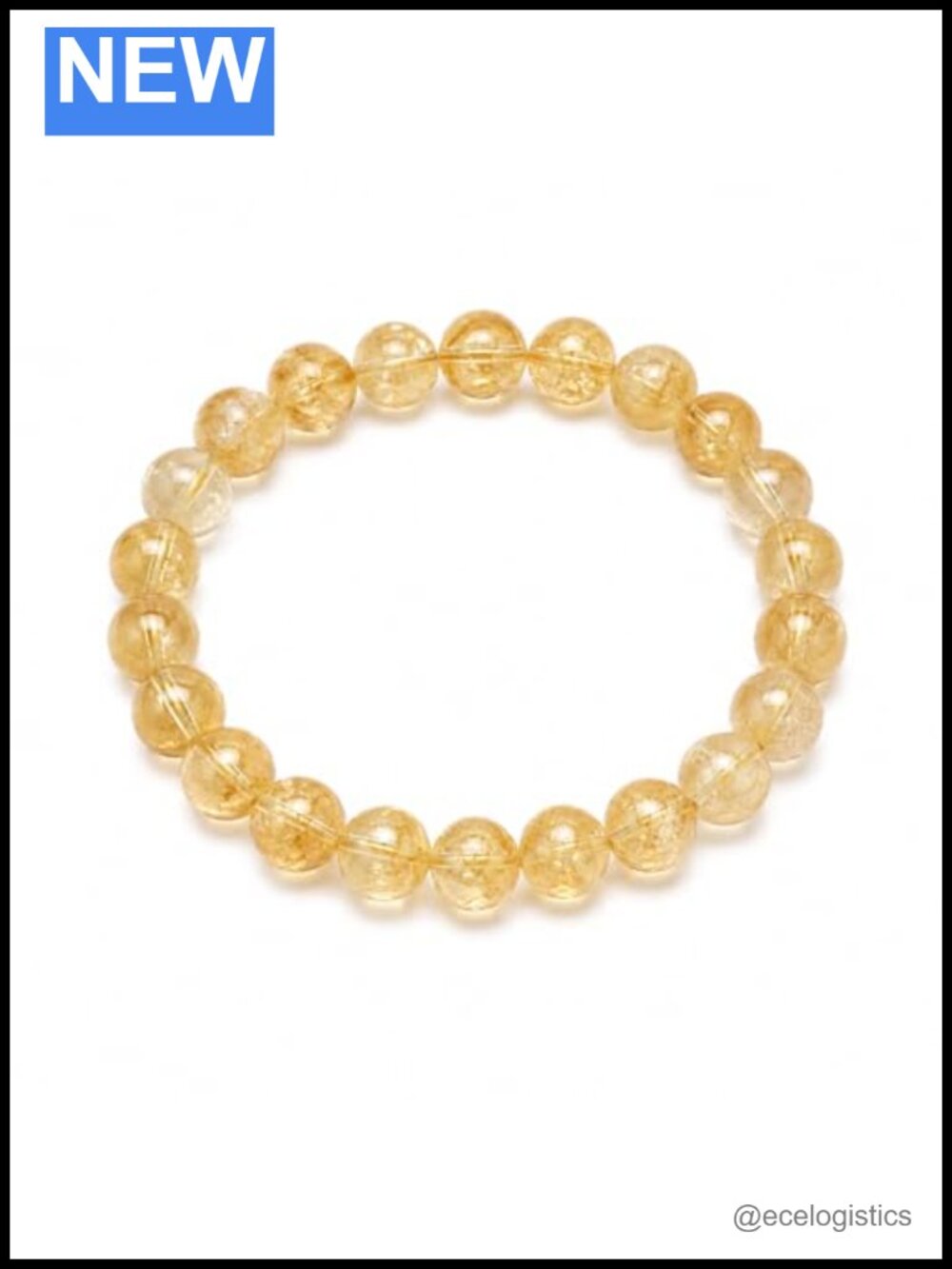 Natural Rutilated Quartz 10mm Beaded Stretch Bracelet Minimalist Jewelry